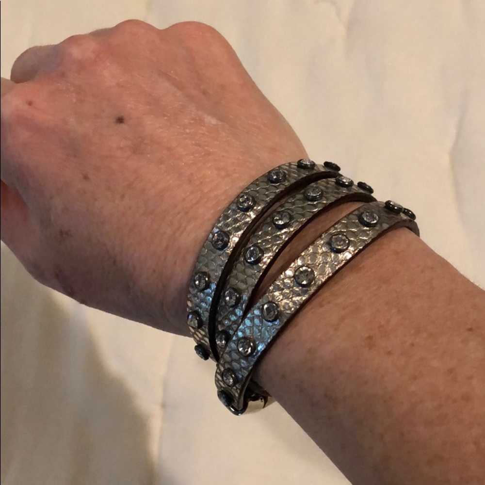 Wrap bracelet silver with rhinestones